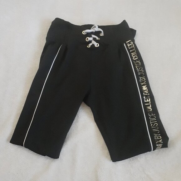 Justice Girl's Size 18/20 Black Gold Spell Out Lace Front Leggings - Picture 1 of 9